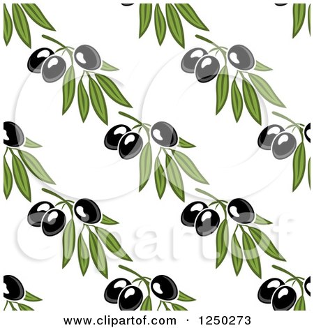 Clipart of a Seamless Background Pattern of Black Olives - Royalty Free Vector Illustration by Vector Tradition SM