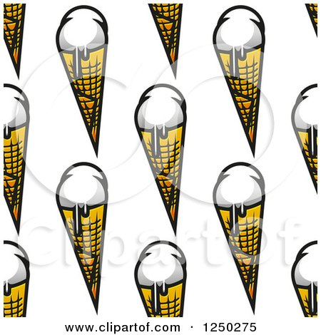Clipart of a Seamless Background Pattern of Melting Ice Cream Waffle Cones - Royalty Free Vector Illustration by Vector Tradition SM