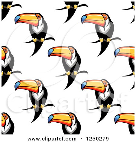 Clipart of a Seamless Background Pattern of Toucans - Royalty Free Vector Illustration by Vector Tradition SM