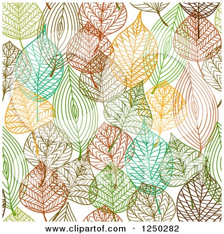 Clipart of a Seamless Background Pattern of Autumn Leaves - Royalty Free Vector Illustration by Vector Tradition SM