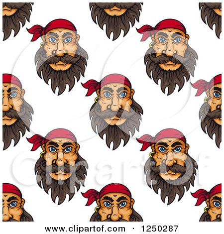 Clipart of a Seamless Background Pattern of Pirates in Bandanas - Royalty Free Vector Illustration by Vector Tradition SM
