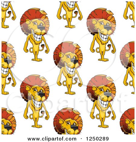 Clipart of a Seamless Background Pattern of Lions - Royalty Free Vector Illustration by Vector Tradition SM
