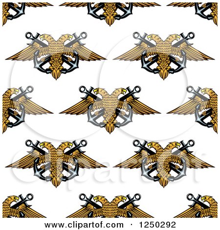 Clipart of a Seamless Background Pattern of Eagles and Anchors - Royalty Free Vector Illustration by Vector Tradition SM
