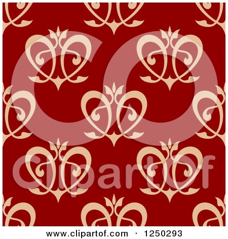 Clipart of a Seamless Background Pattern of Floral Hearts - Royalty Free Vector Illustration by Vector Tradition SM