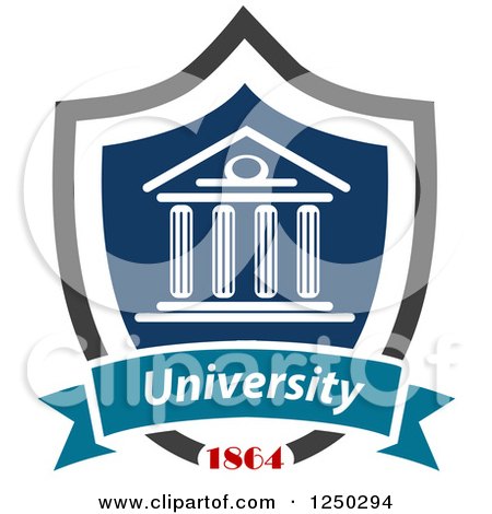 Clipart of a College Shield with University 1864 Text - Royalty Free Vector Illustration by Vector Tradition SM