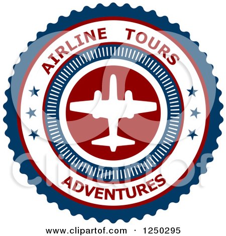 Clipart of an Airline Tours Adventures Label - Royalty Free Vector Illustration by Vector Tradition SM
