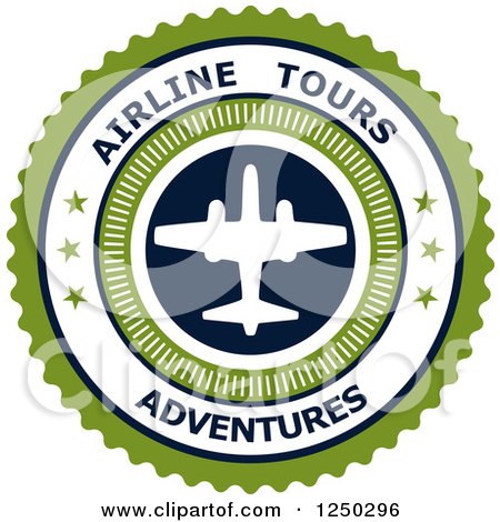 Clipart of a Green Airline Tours Adventures Label - Royalty Free Vector Illustration by Vector Tradition SM