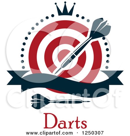 Clipart of a Target with a Crown Banner Darts and Text - Royalty Free Vector Illustration by Vector Tradition SM