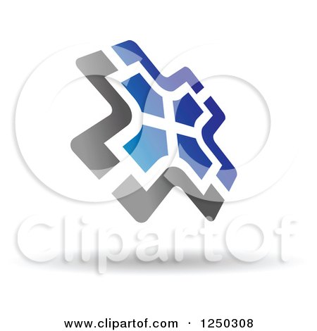 Clipart of a Gray and Blue Arrow Windmill - Royalty Free Vector Illustration by Vector Tradition SM