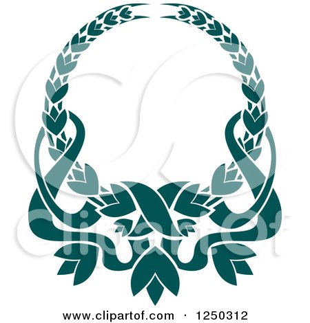 Clipart of a Teal Laurel Wreath and Ribbons - Royalty Free Vector Illustration by Vector Tradition SM