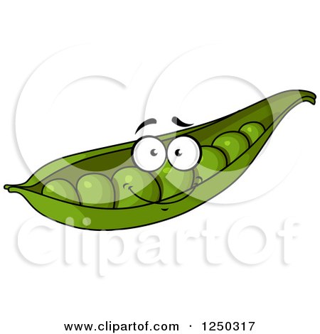 Clipart of a Pea Pod Character - Royalty Free Vector Illustration by Vector Tradition SM