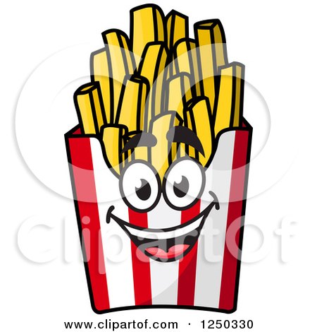 Clipart of a Box of French Fries Character - Royalty Free Vector Illustration by Vector Tradition SM