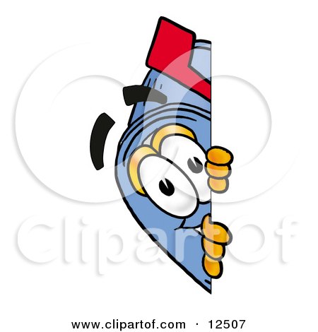 Clipart Picture of a Blue Postal Mailbox Cartoon Character Peeking Around a Corner by Mascot Junction