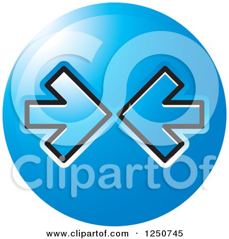 Clipart of a Round Blue Icon with Blue Arrows Pointing at Each Other - Royalty Free Vector Illustration by Lal Perera