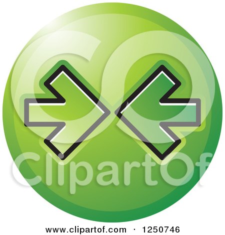 Clipart of a Round Green Icon with Arrows Pointing at Each Other - Royalty Free Vector Illustration by Lal Perera