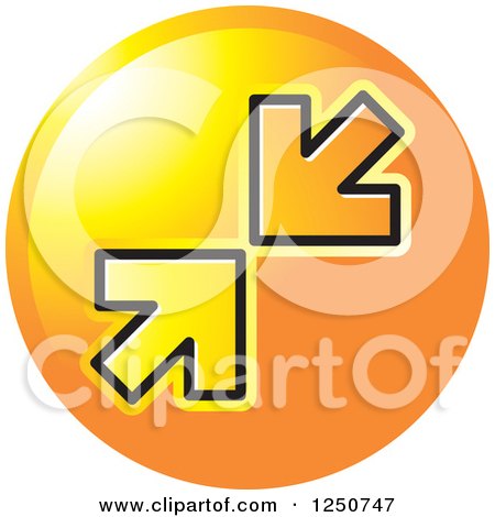 Clipart of a Round Orange Icon with Arrows Pointing at Each Other - Royalty Free Vector Illustration by Lal Perera