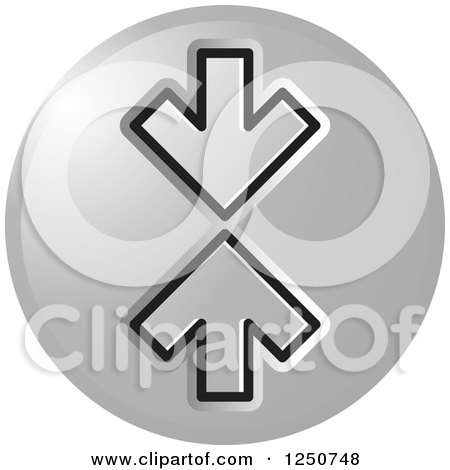 Clipart of a Round Silver Icon with Arrows Pointing at Each Other - Royalty Free Vector Illustration by Lal Perera
