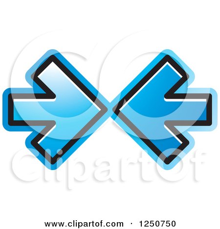 Clipart of Two Blue Arrows Pointing at Each Other - Royalty Free Vector Illustration by Lal Perera