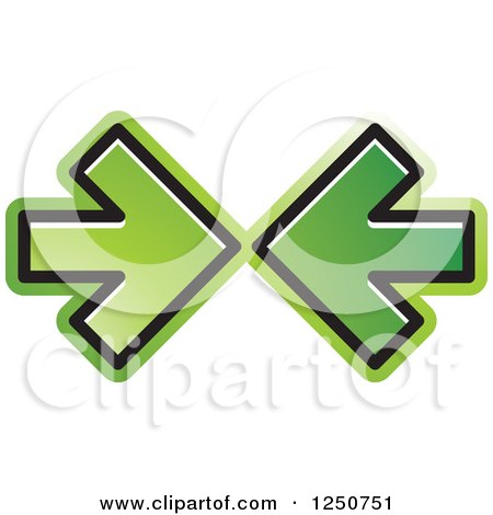 Clipart of Two Green Arrows Pointing at Each Other - Royalty Free Vector Illustration by Lal Perera