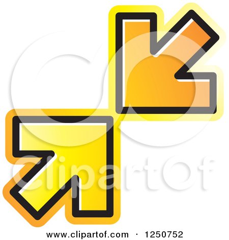 Clipart of Two Orange Arrows Pointing at Each Other - Royalty Free Vector Illustration by Lal Perera