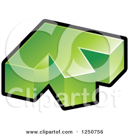 Clipart of a 3d Green and Black Arrow Pointing up and Slightly Left - Royalty Free Vector Illustration by Lal Perera