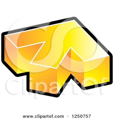 Clipart of a 3d Golden and Black Arrow Pointing up and Slightly Right - Royalty Free Vector Illustration by Lal Perera