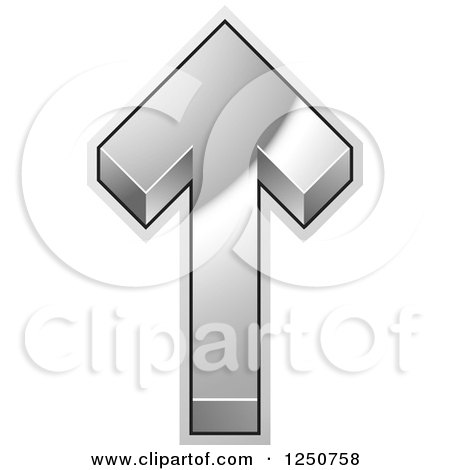Clipart of a 3d Silver Arrow Pointing up - Royalty Free Vector Illustration by Lal Perera