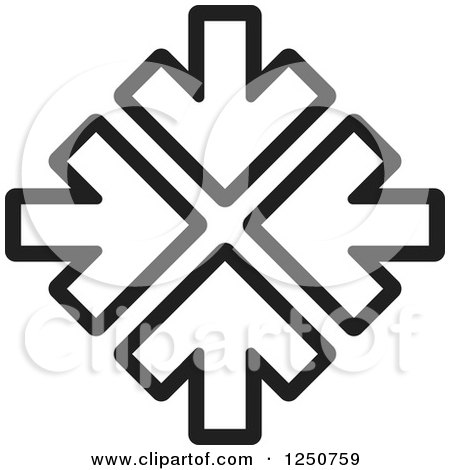 Clipart of Four Black and White Arrows Pointing at the Same Spot - Royalty Free Vector Illustration by Lal Perera