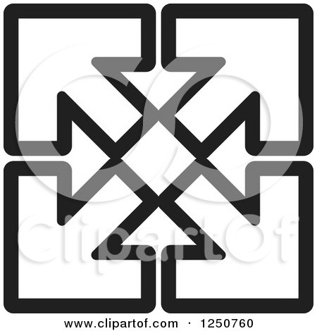 Clipart of Four Black and White Arrows Pointing out at Corners - Royalty Free Vector Illustration by Lal Perera