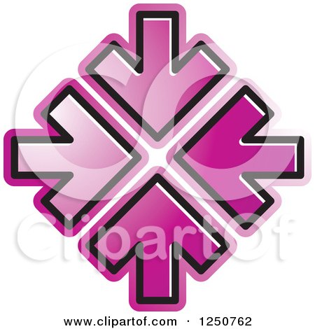 Clipart of Four Purple Arrows Pointing at the Same Spot - Royalty Free Vector Illustration by Lal Perera