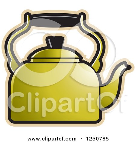 Clipart of a Gold Tea Kettle - Royalty Free Vector Illustration by Lal Perera