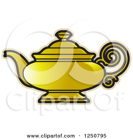 Clipart of a Gold Tea Pot - Royalty Free Vector Illustration by Lal Perera