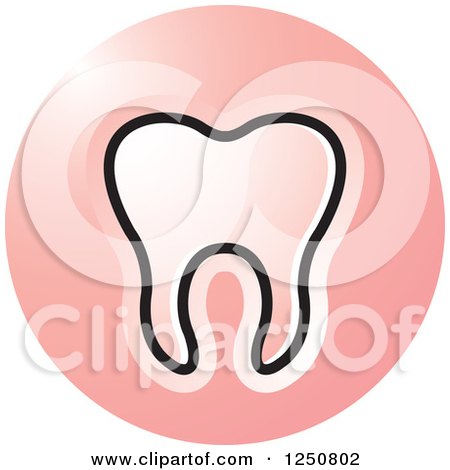 Clipart of a Round Pink Tooth Icon - Royalty Free Vector Illustration by Lal Perera