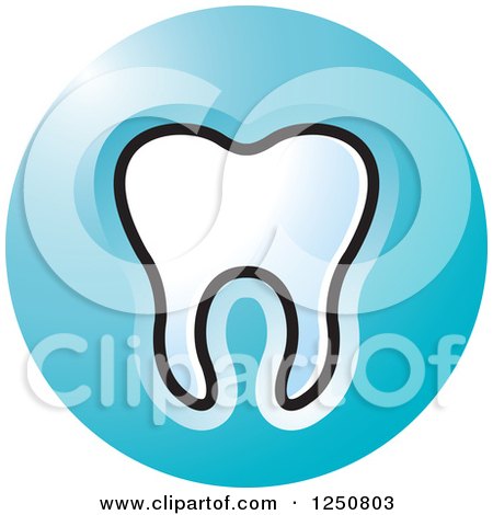 Clipart of a Round Blue Tooth Icon - Royalty Free Vector Illustration by Lal Perera