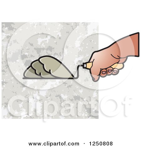 Clipart of a Mason Hand and Grout or Mortar 2 - Royalty Free Vector Illustration by Lal Perera