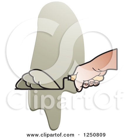 Clipart of a Mason Hand and Grout or Mortar - Royalty Free Vector Illustration by Lal Perera