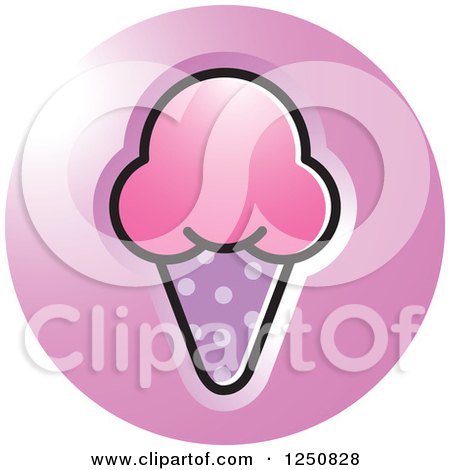 Clipart of a Pink Waffle Ice Cream Cone Icon - Royalty Free Vector Illustration by Lal Perera