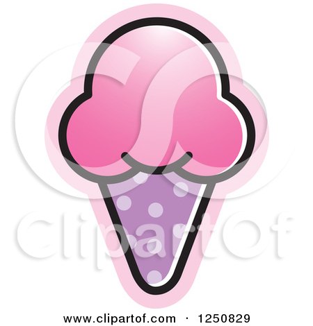 Clipart of a Pink Waffle Ice Cream Cone - Royalty Free Vector Illustration by Lal Perera