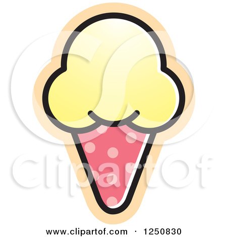 Clipart of a Yellow Waffle Ice Cream Cone - Royalty Free Vector Illustration by Lal Perera