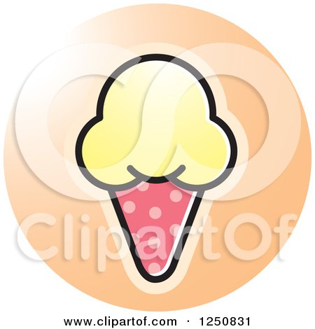 Clipart of a Yellow Waffle Ice Cream Cone Icon - Royalty Free Vector Illustration by Lal Perera