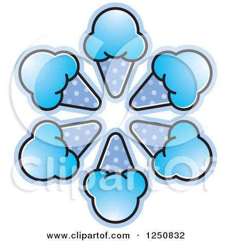 Clipart of a Blue Waffle Ice Cream Cone Burst - Royalty Free Vector Illustration by Lal Perera
