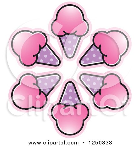 Clipart of a Pink Waffle Ice Cream Cone Burst - Royalty Free Vector Illustration by Lal Perera