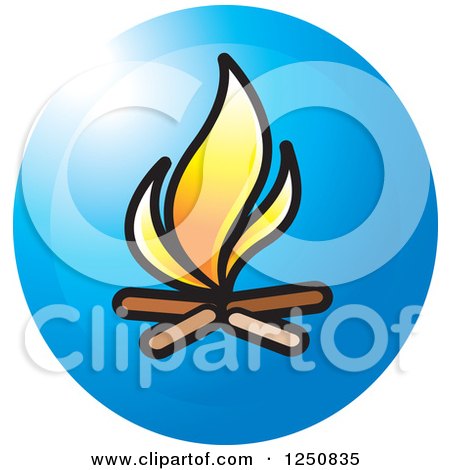 Clipart of a Campfire in a Blue Circle - Royalty Free Vector Illustration by Lal Perera