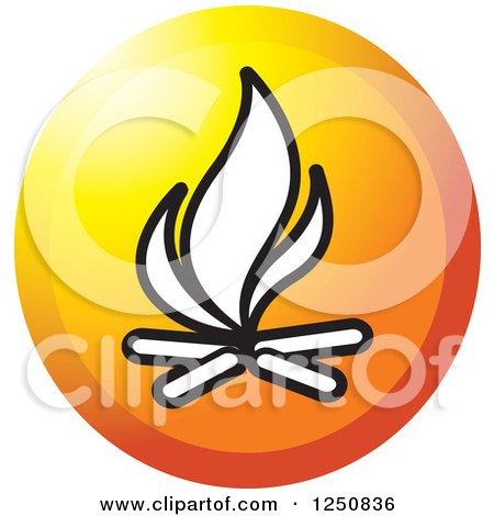 Clipart of a Campfire in an Orange Circle - Royalty Free Vector Illustration by Lal Perera