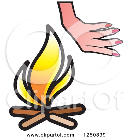 Clipart of a Hand over a Campfire - Royalty Free Vector Illustration by Lal Perera