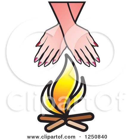 Clipart of Hands over a Campfire - Royalty Free Vector Illustration by Lal Perera