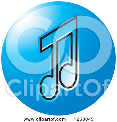 Clipart of a Blue Music Note Icon - Royalty Free Vector Illustration by Lal Perera