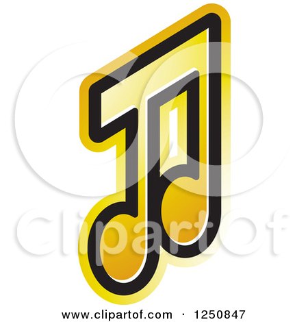 Clipart of a Yellow Music Note - Royalty Free Vector Illustration by Lal Perera