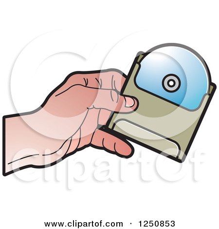 Clipart of a Hand Holding a Cd - Royalty Free Vector Illustration by Lal Perera