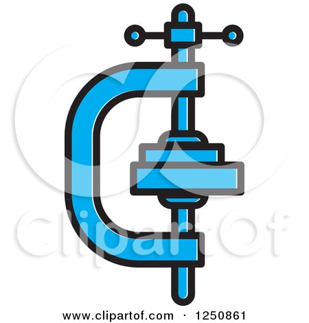 Clipart of a Blue Vice Grip Clamp - Royalty Free Vector Illustration by Lal Perera